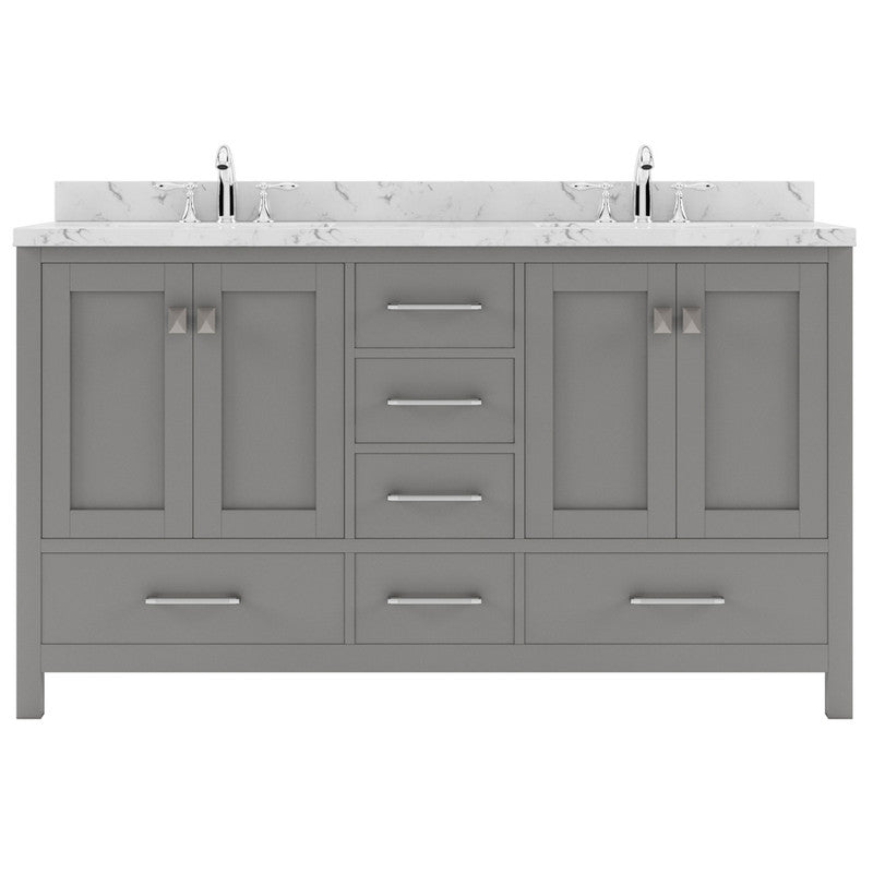 Modern Fittings Caroline Avenue 60" Double Bath Vanity with Cultured Marble Quartz Top and Round Sinks