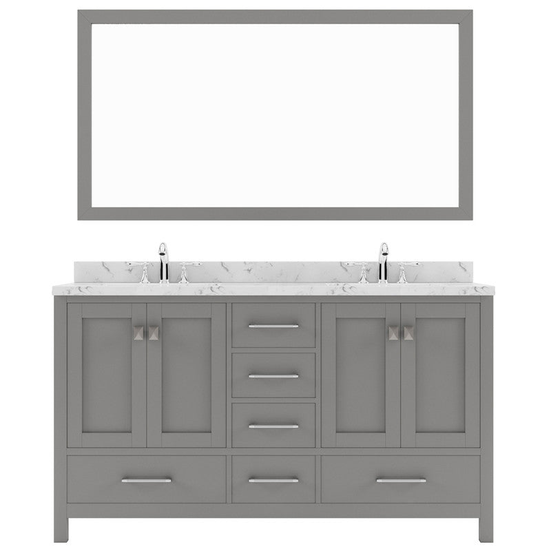 Modern Fittings Caroline Avenue 60" Double Bath Vanity with Cultured Marble Quartz Top and Round Sinks