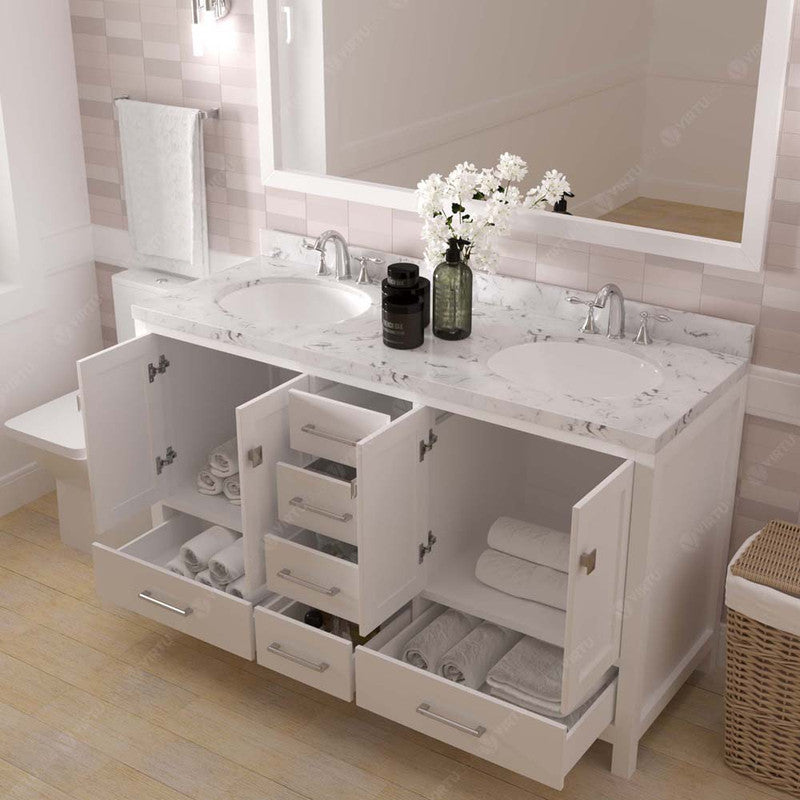 Modern Fittings Caroline Avenue 60" Double Bath Vanity with Cultured Marble Quartz Top and Round Sinks