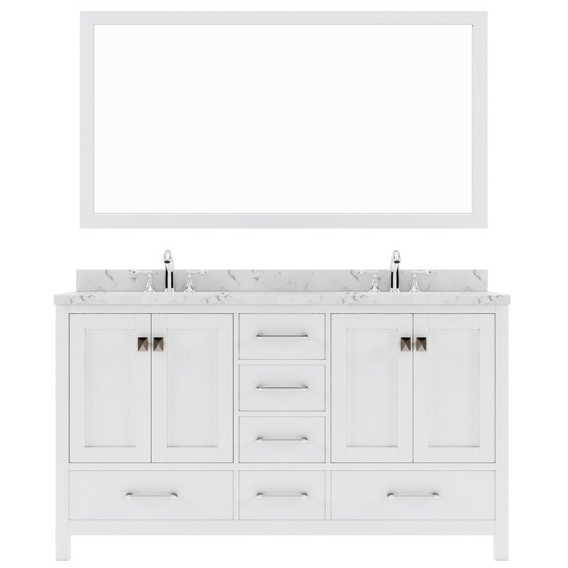 Modern Fittings Caroline Avenue 60" Double Bath Vanity with Cultured Marble Quartz Top and Round Sinks Faucets