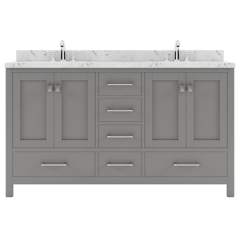 Modern Fittings Caroline Avenue 60" Double Bath Vanity with Cultured Marble Quartz Top and Square Sinks