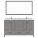 Modern Fittings Caroline Avenue 60" Double Bath Vanity with Cultured Marble Quartz Top and Square Sinks Faucets