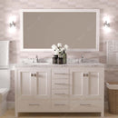 Modern Fittings Caroline Avenue 60" Double Bath Vanity with Cultured Marble Quartz Top and Square Sinks Faucets