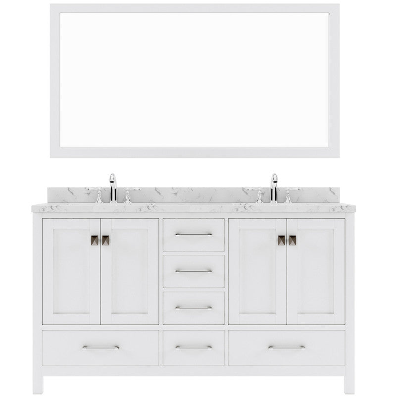 Modern Fittings Caroline Avenue 60" Double Bath Vanity with Cultured Marble Quartz Top and Square Sinks