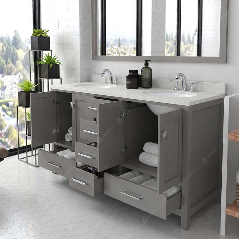 Modern Fittings Caroline Avenue 60" Double Bath Vanity with Quartz Top and Round Sinks