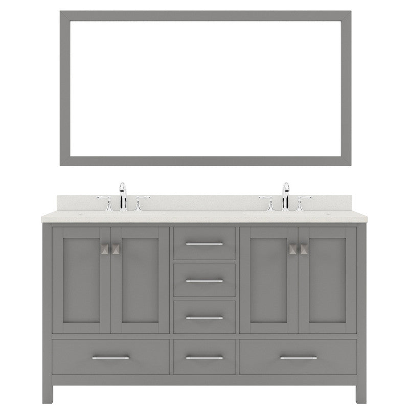 Modern Fittings Caroline Avenue 60" Double Bath Vanity with Quartz Top and Round Sinks Faucets