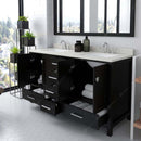 Modern Fittings Caroline Avenue 60" Double Bath Vanity with Quartz Top and Square Sinks Faucets