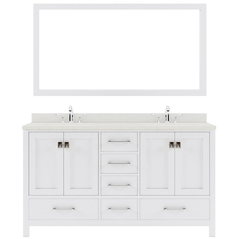 Modern Fittings Caroline Avenue 60" Double Bath Vanity with Quartz Top and Square Sinks