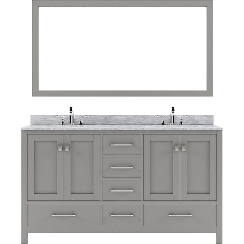 Modern Fittings Caroline Avenue 60" Double Bath Vanity with Marble Top and Round Sinks Faucets