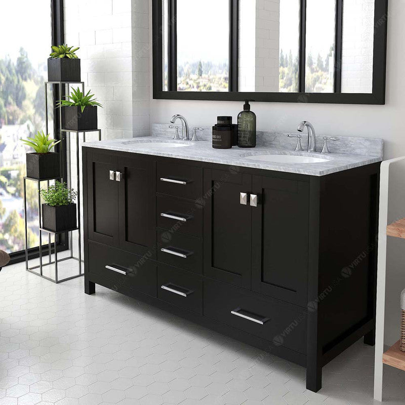 Modern Fittings Caroline Avenue 60" Double Bath Vanity with Marble Top and Round Sinks