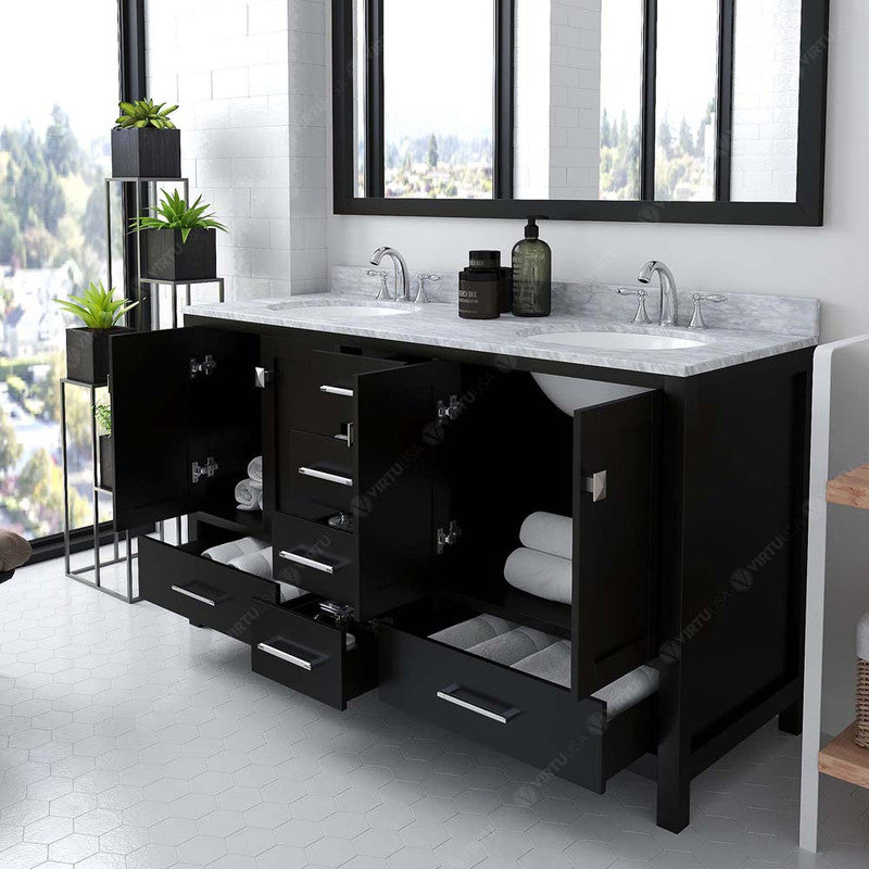 Modern Fittings Caroline Avenue 60" Double Bath Vanity with Marble Top and Round Sinks