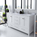 Modern Fittings Caroline Avenue 60" Double Bath Vanity with Marble Top and Round Sinks Faucets