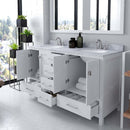 Modern Fittings Caroline Avenue 60" Double Bath Vanity with Marble Top and Round Sinks Faucets