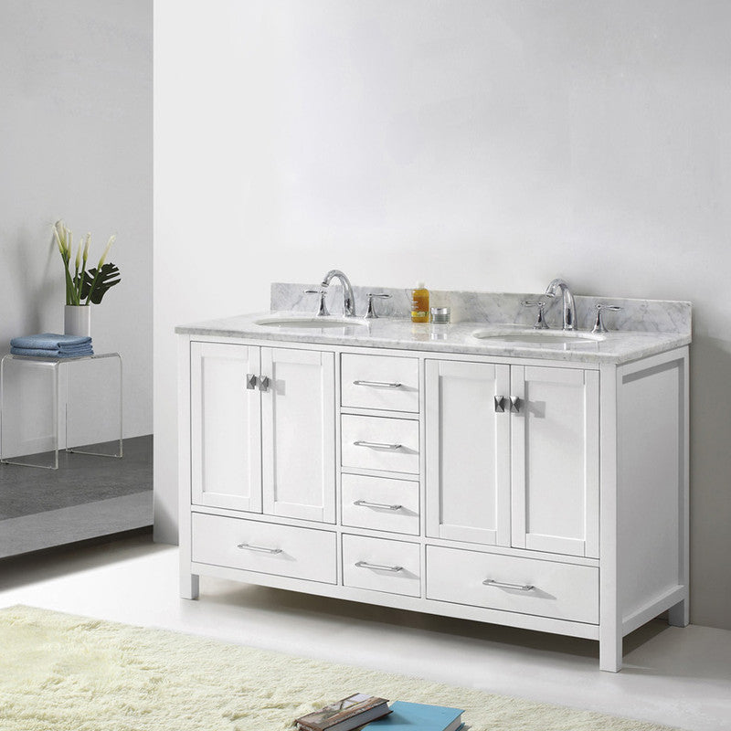 Modern Fittings Caroline Avenue 60" Double Bath Vanity with Marble Top and Round Sinks