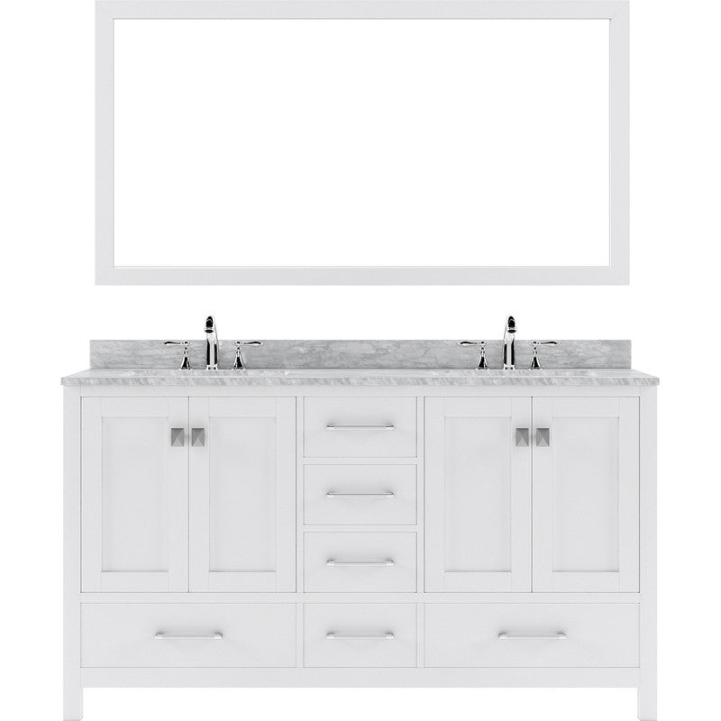 Modern Fittings Caroline Avenue 60" Double Bath Vanity with Marble Top and Round Sinks Faucets