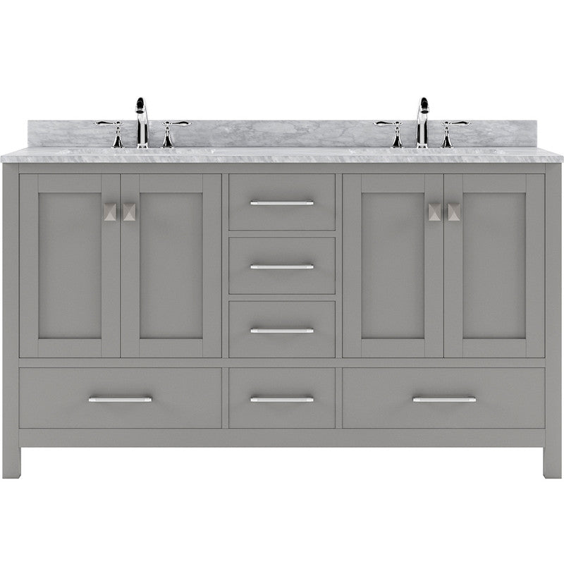 Modern Fittings Caroline Avenue 60" Double Bath Vanity with Marble Top and Square Sinks