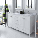 Modern Fittings Caroline Avenue 60" Double Bath Vanity with Marble Top and Square Sinks Faucets