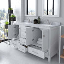 Modern Fittings Caroline Avenue 60" Double Bath Vanity with Marble Top and Square Sinks Faucets