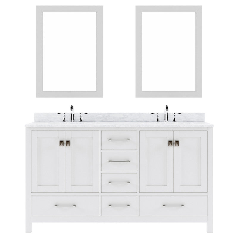 Modern Fittings Caroline Avenue 60" Double Bath Vanity with Marble Top and Square Sinks Faucets