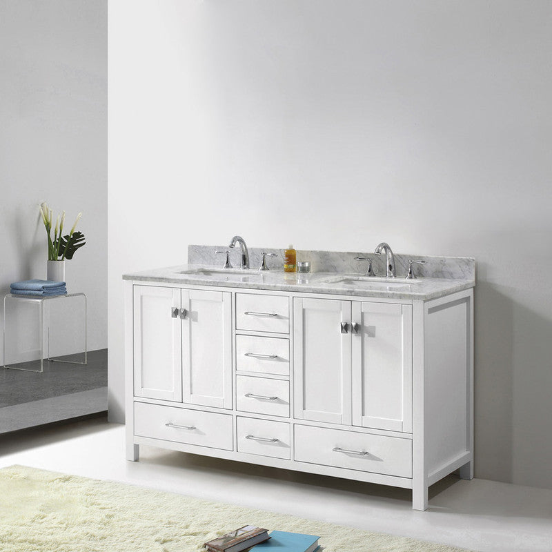 Modern Fittings Caroline Avenue 60" Double Bath Vanity with Marble Top and Square Sinks