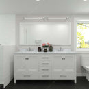 Modern Fittings Caroline Avenue 72" Double Bath Vanity with Calacatta Quartz Top and Round Sinks