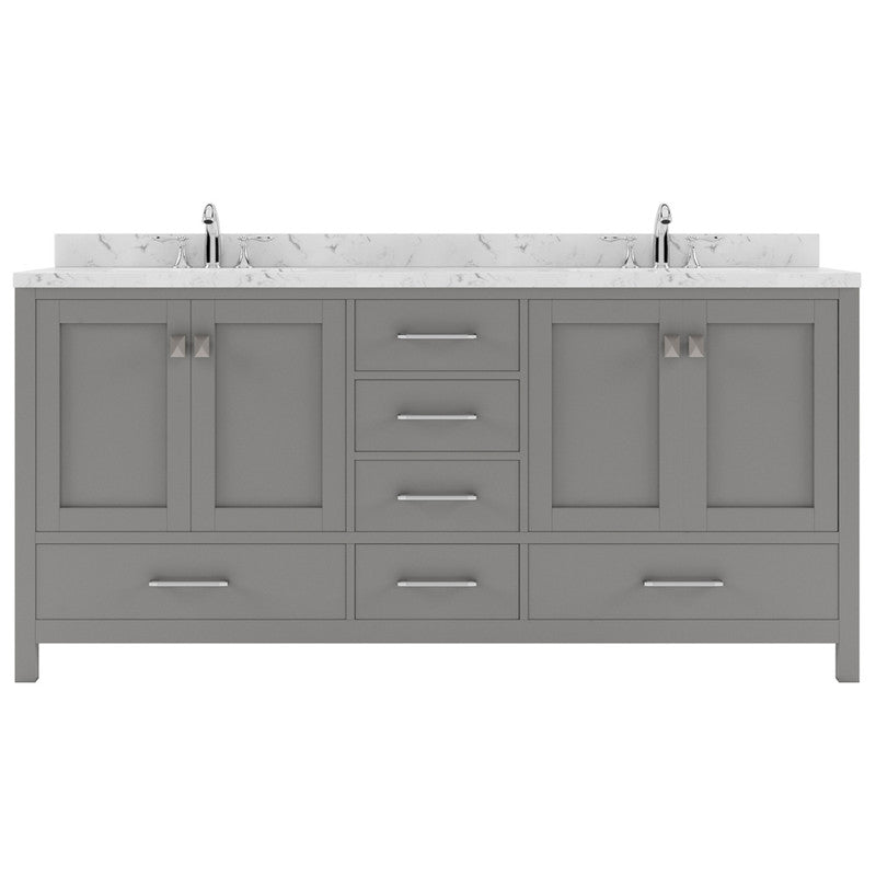 Modern Fittings Caroline Avenue 72" Double Bath Vanity with Cultured Marble Quartz Top and Round Sinks