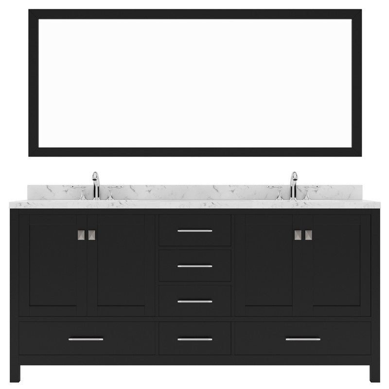 Modern Fittings Caroline Avenue 72" Double Bath Vanity with Cultured Marble Quartz Top and Round Sinks Faucets 