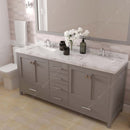 Modern Fittings Caroline Avenue 72" Double Bath Vanity with Cultured Marble Quartz Top and Square Sinks Faucets
