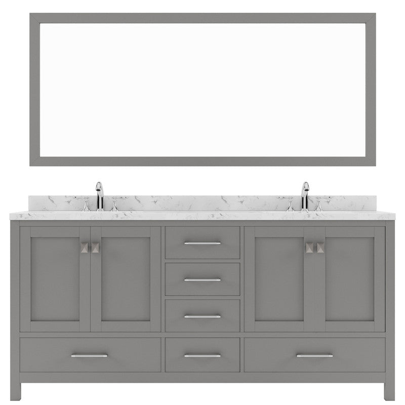 Modern Fittings Caroline Avenue 72" Double Bath Vanity with Cultured Marble Quartz Top and Square Sinks Faucets