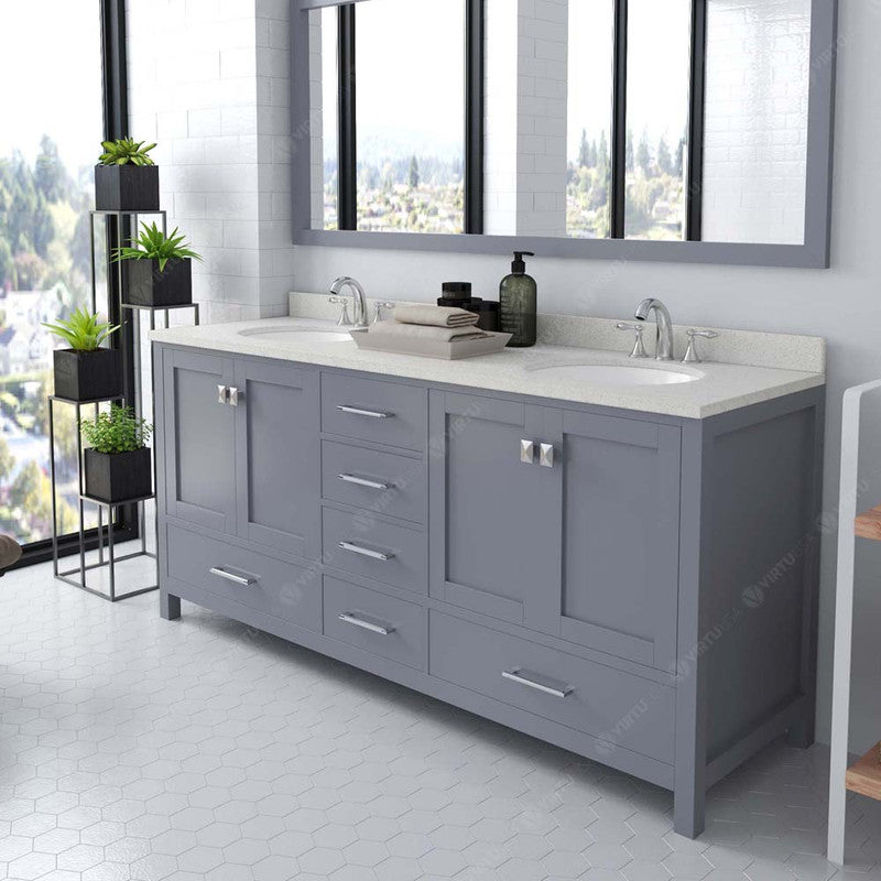 Modern Fittings Caroline Avenue 72" Double Bath Vanity with Quartz Top and Round Sinks