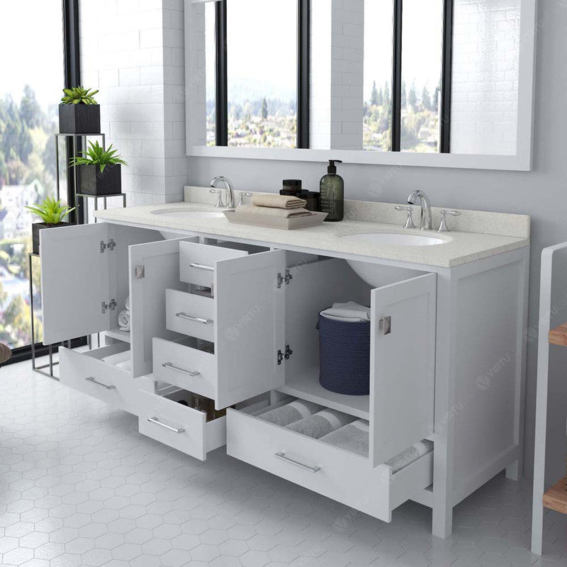 Modern Fittings Caroline Avenue 72" Double Bath Vanity with Quartz Top and Round Sinks