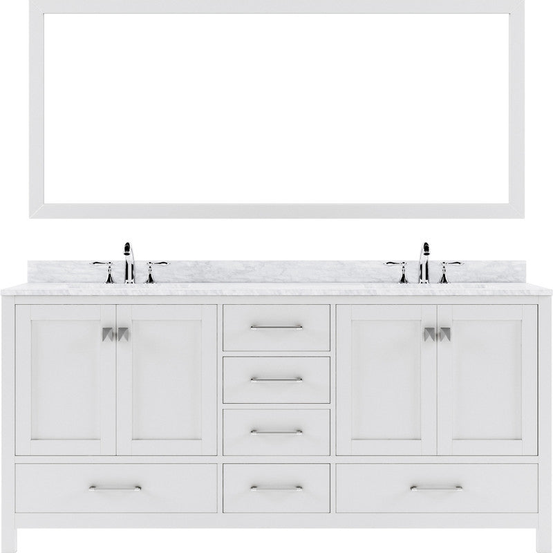 Modern Fittings Caroline Avenue 72" Double Bath Vanity with Marble Top and Round Sinks Faucets