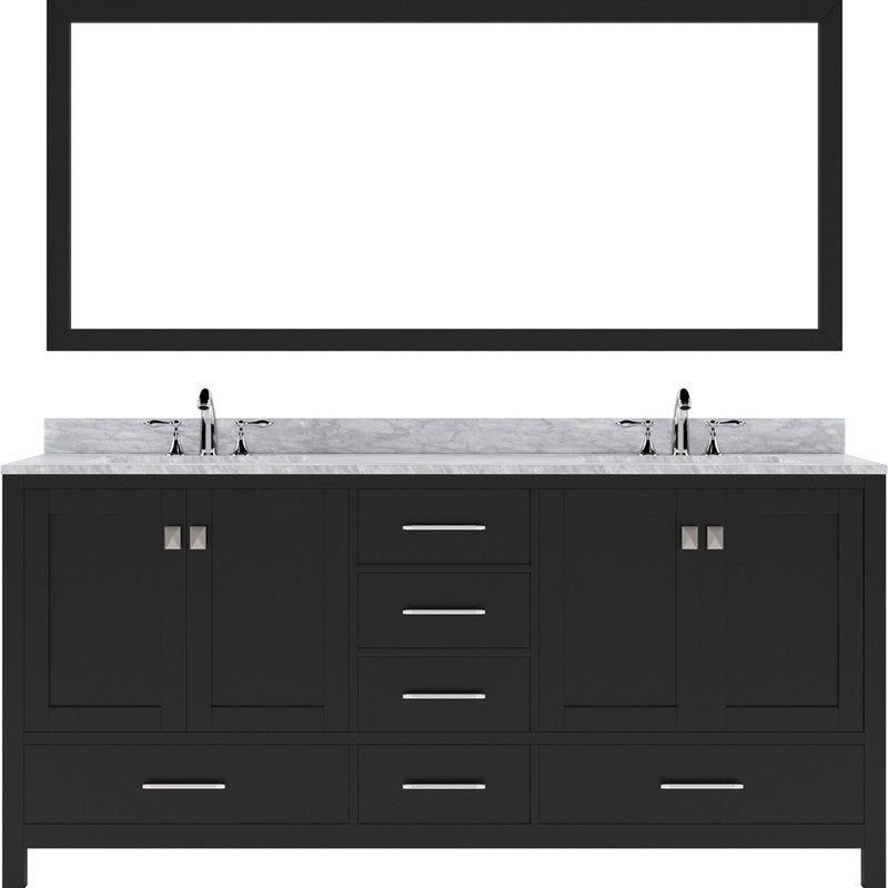 Modern Fittings Caroline Avenue 72" Double Bath Vanity with Marble Top and Square Sinks Faucets