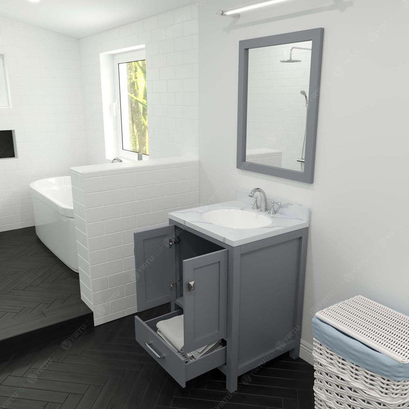 Modern Fittings Caroline Avenue 24" Single Bath Vanity with Calacatta Quartz Top and Round Sink