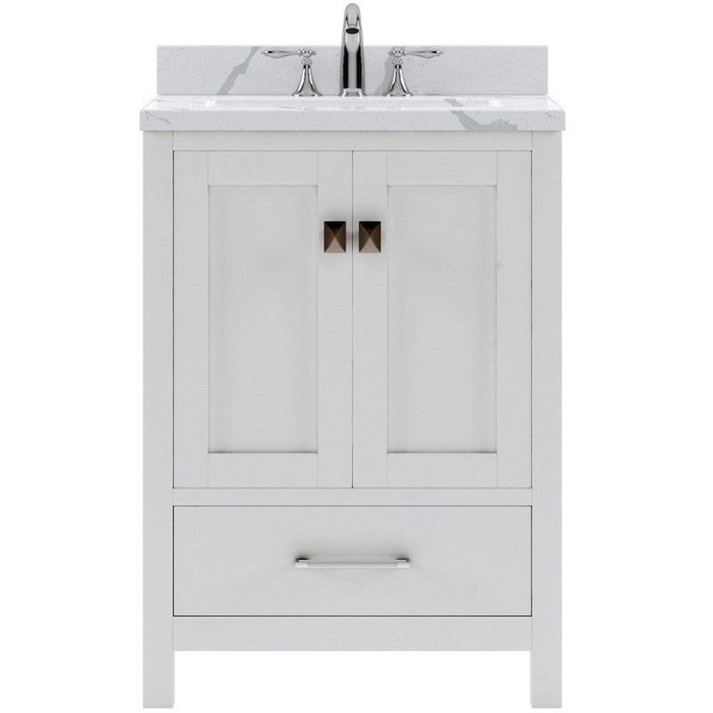 Modern Fittings Caroline Avenue 24" Single Bath Vanity with Calacatta Quartz Top and Round Sink