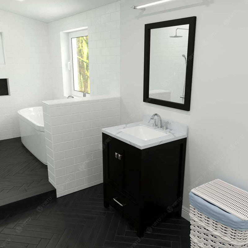 Modern Fittings Caroline Avenue 24" Single Bath Vanity with Calacatta Quartz Top and Square Sink