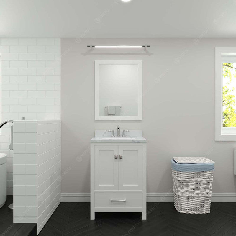 Modern Fittings Caroline Avenue 24" Single Bath Vanity with Calacatta Quartz Top and Square Sink