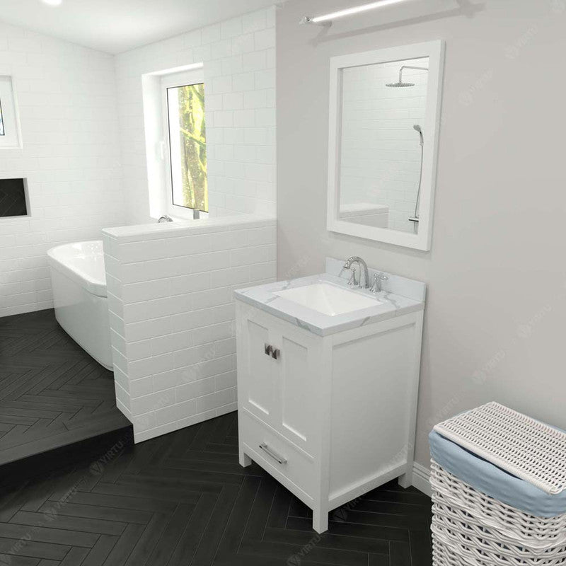 Modern Fittings Caroline Avenue 24" Single Bath Vanity with Calacatta Quartz Top and Square Sink