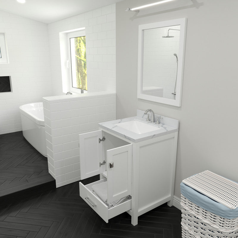 Modern Fittings Caroline Avenue 24" Single Bath Vanity with Calacatta Quartz Top and Square Sink