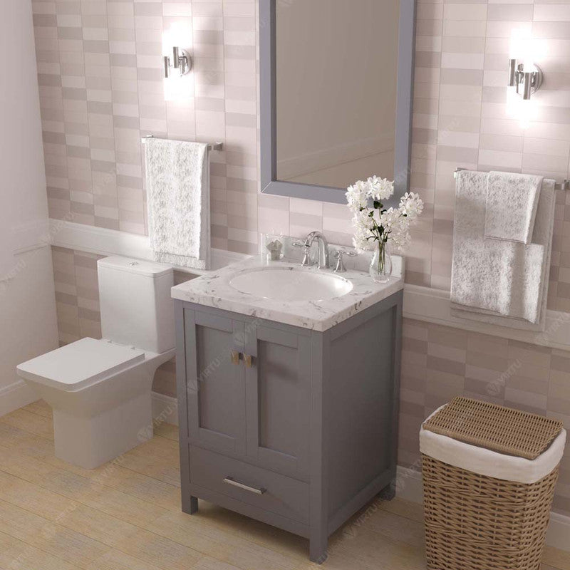 Modern Fittings Caroline Avenue 24" Single Bath Vanity with Cultured Marble Quartz Top and Round Sink Faucet 