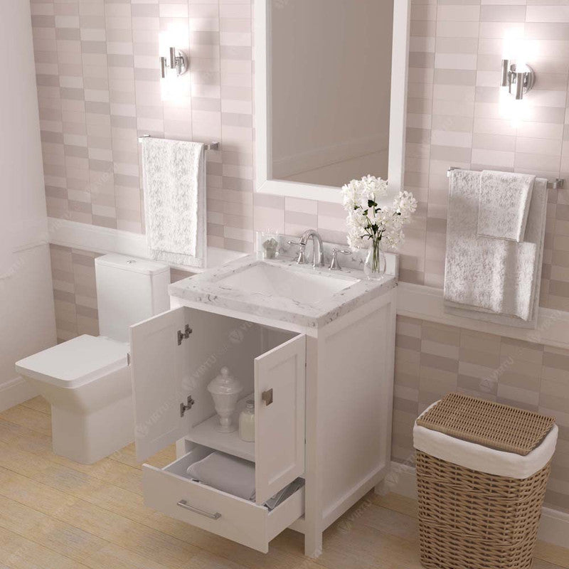 Modern Fittings Caroline Avenue 24" Single Bath Vanity with Cultured Marble Quartz Top and Square Sink Faucet