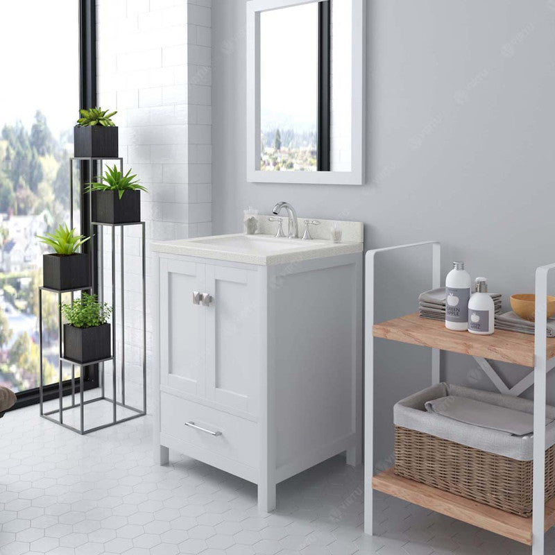 Modern Fittings Caroline Avenue 24" Single Bath Vanity with Quartz Top and Square Sink Faucet