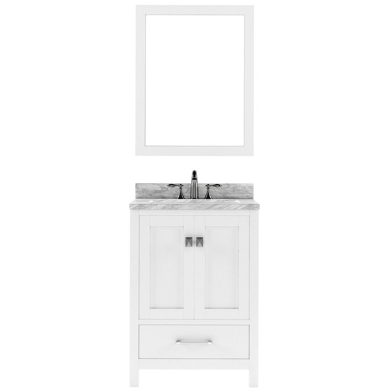 Modern Fitting Caroline Avenue 24" Single Bath Vanity with Marble Top and Square Sink Faucet