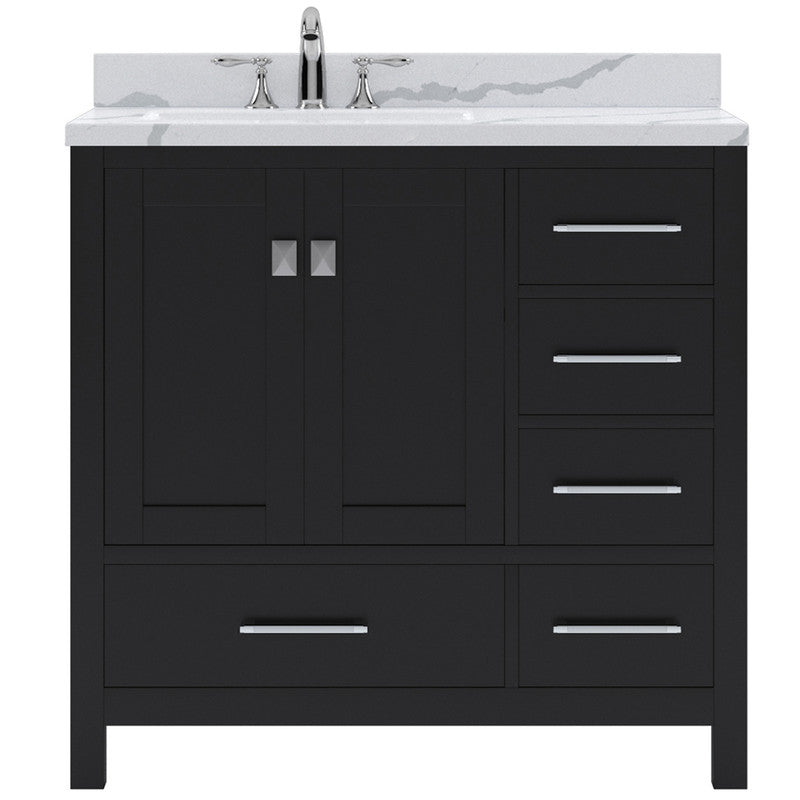 Modern Fittings Caroline Avenue 36" Single Bath Vanity with Calacatta Quartz Top and Round Sink