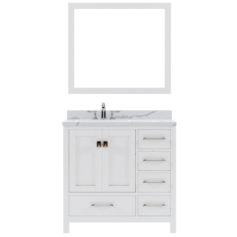 Modern Fittings Caroline Avenue 36" Single Bath Vanity with Calacatta Quartz Top and Square Sink 