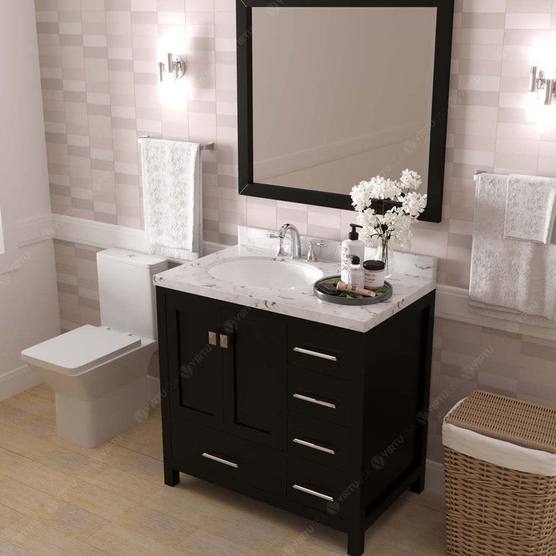 Modern Fittings Caroline Avenue 36" Single Bath Vanity with Cultured Marble Quartz Top and Round Sink