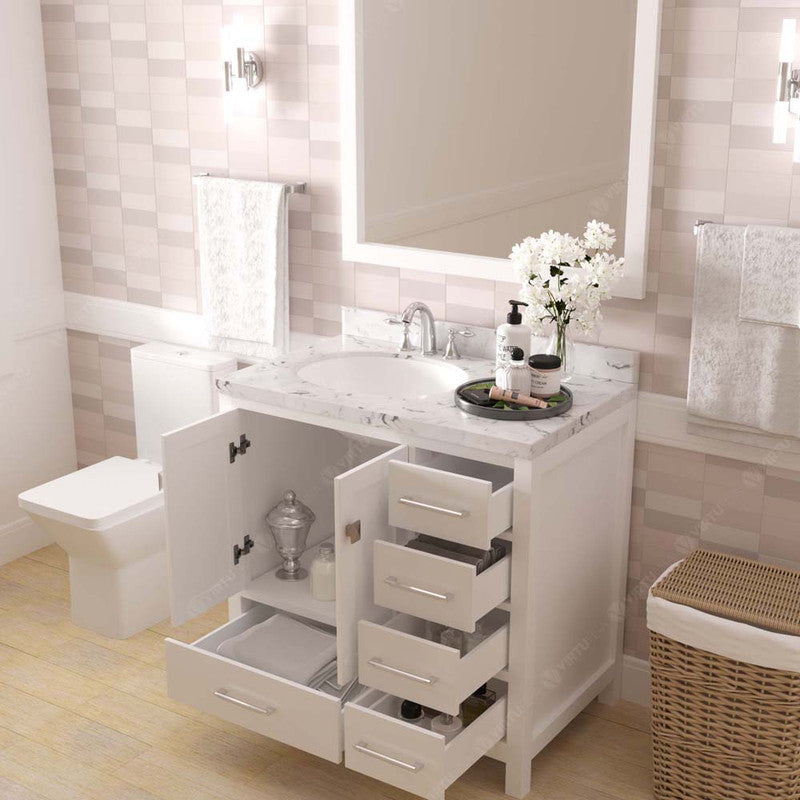 Modern Fittings Caroline Avenue 36" Single Bath Vanity with Cultured Marble Quartz Top and Round Sink