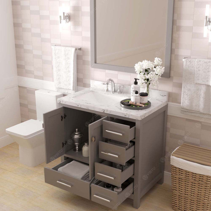 Modern Fittings Caroline Avenue 36" Single Bath Vanity with Cultured Marble Quartz Top and Square Sink