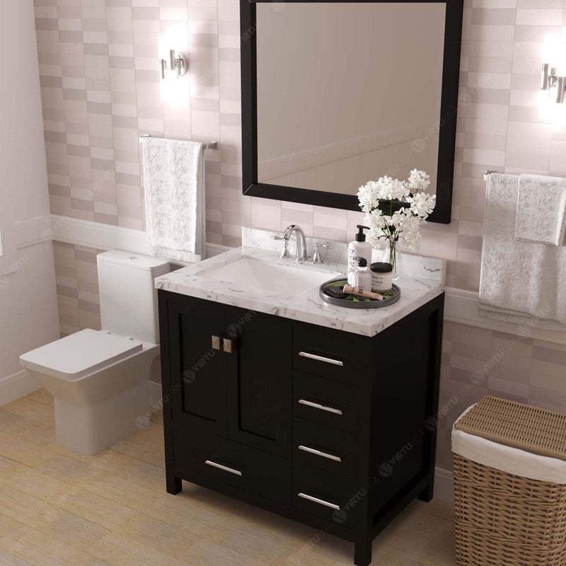 Modern Fittings Caroline Avenue 36" Single Bath Vanity with Cultured Marble Quartz Top and Square Sink Faucet