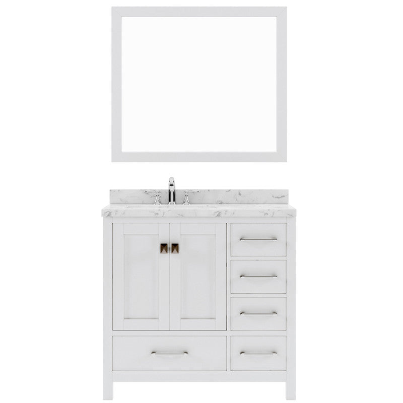 Modern Fittings Caroline Avenue 36" Single Bath Vanity with Cultured Marble Quartz Top and Square Sink Faucet